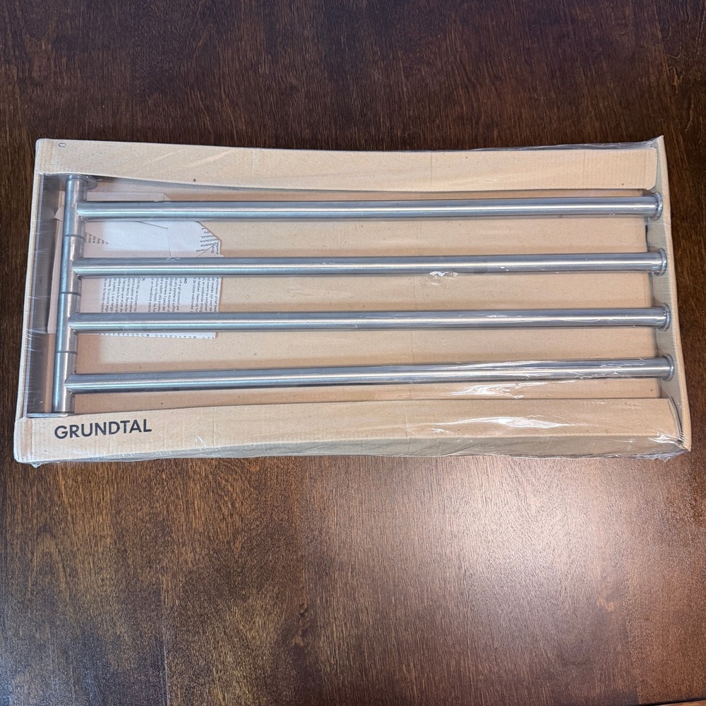 IKEA Grundtal Towel Rail 4 Swivel Arms Stainless Steel Wall Mount 600.478.96 NEW
